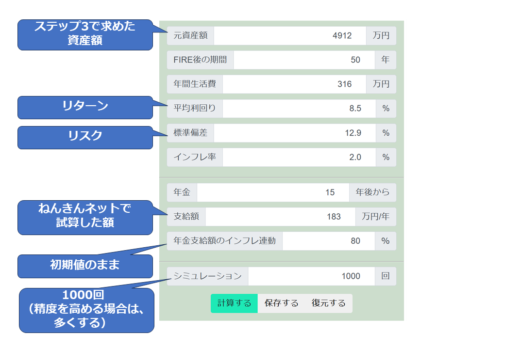 シミュレーションサイト入力例